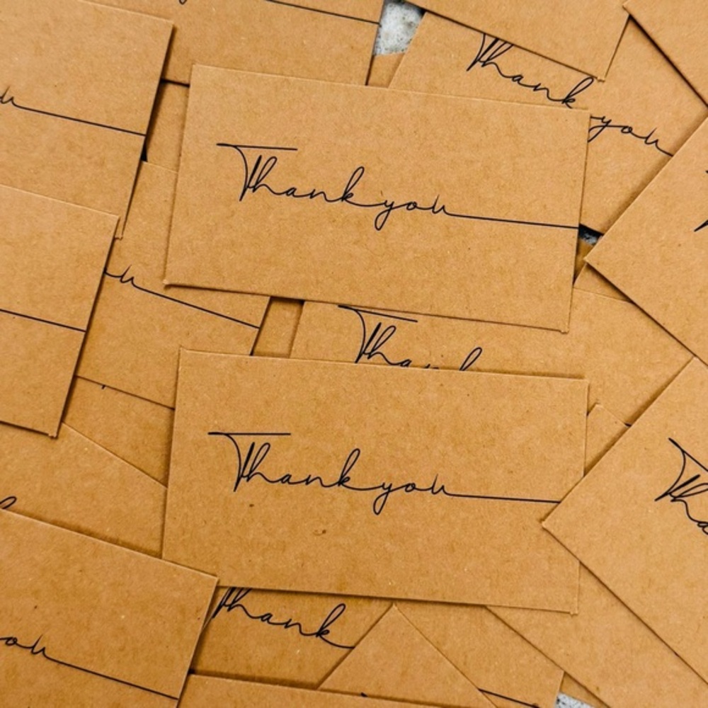25 Kraft Paper Thank You Cards (2x3.5in)